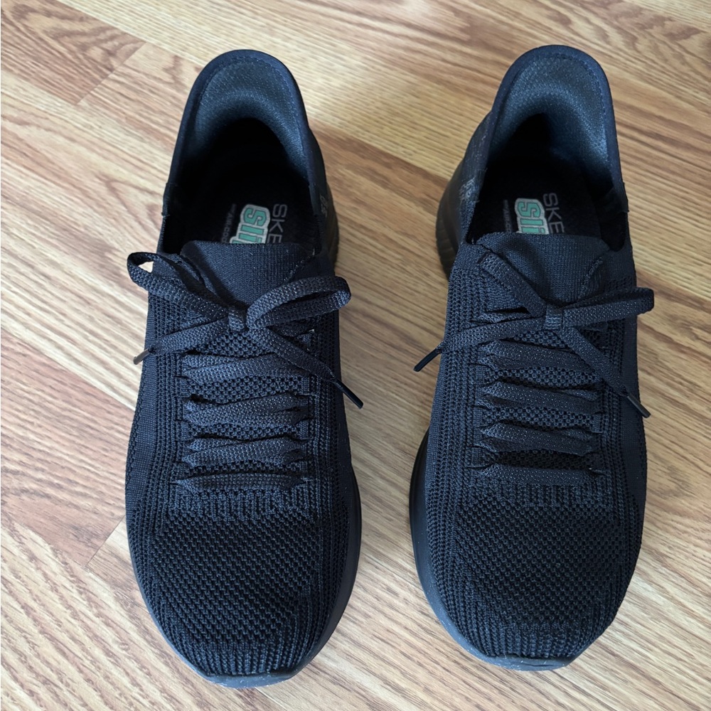 Skechers Women’s All-Black Knit Sneakers